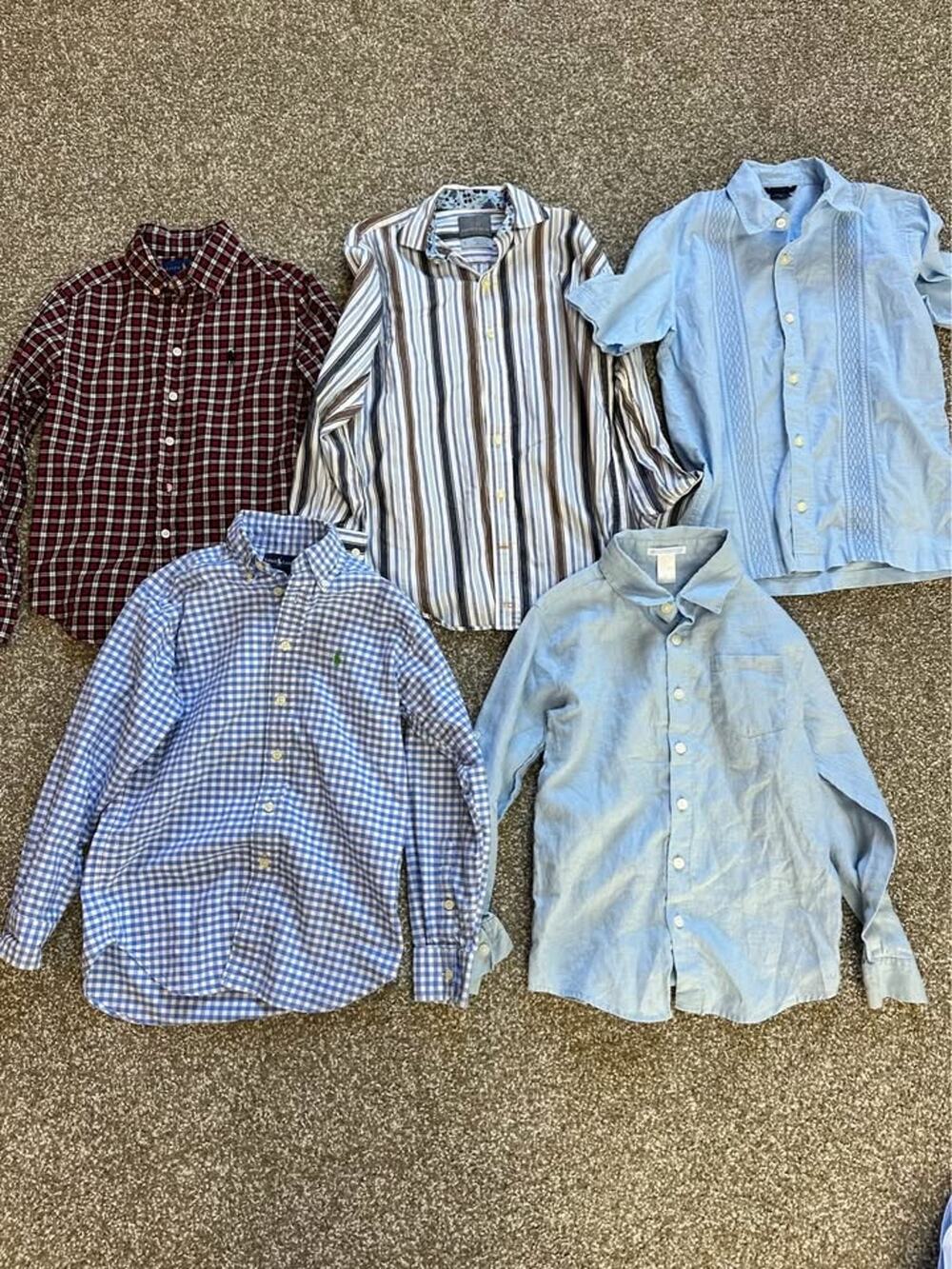 Lot of 5 Boys Dress Shirts - Size 8 - Ralph Lauren, Janie & Jack, More
